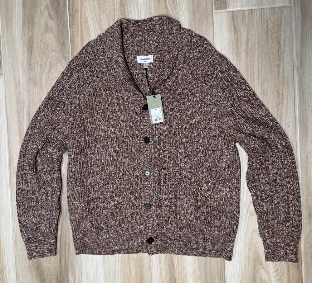 Goodfellow & Co. Men’s Brown Cardigan Sweater Button Up Size XL New with Tags